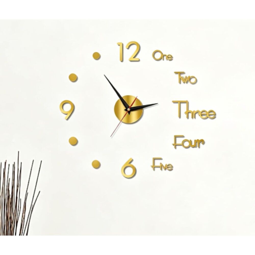 Wall Clocks for Living Room Decor, Frameless Self-Adhesive Silent Non-Ticking